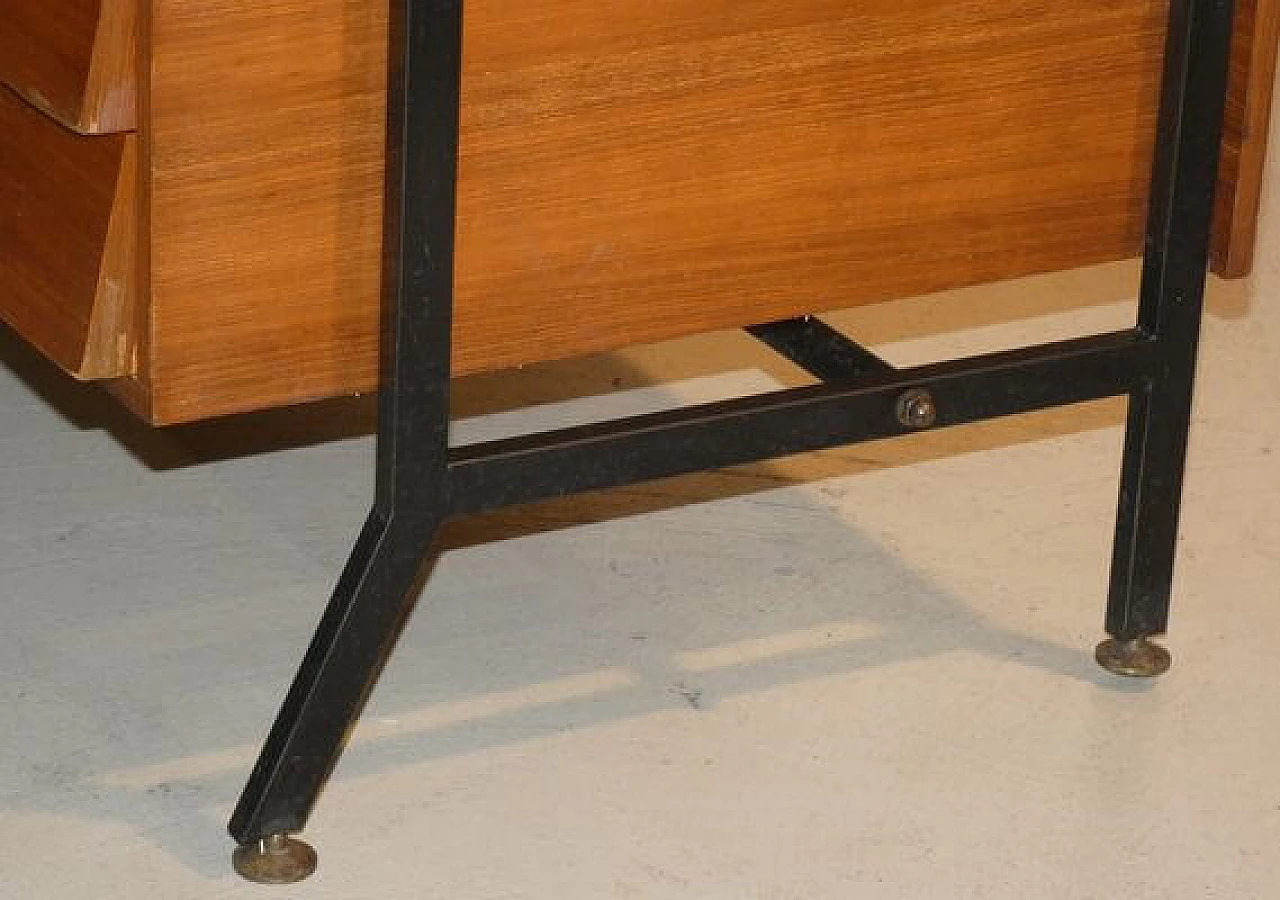 Teak veneered desk with steel frame in Danish style, 1960s 14