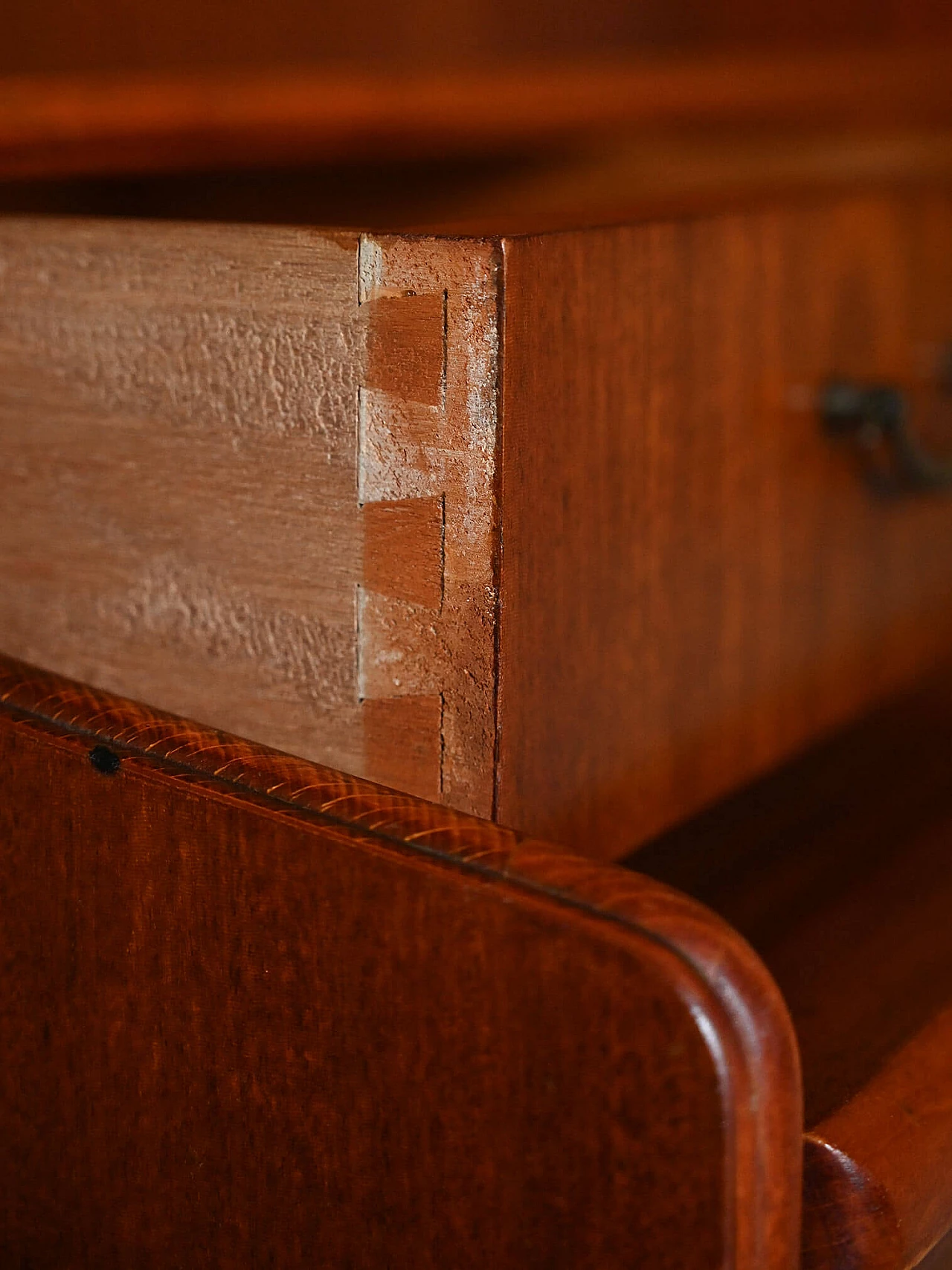 Mahogany bookcase with storage space and writing desk, 1960s 8