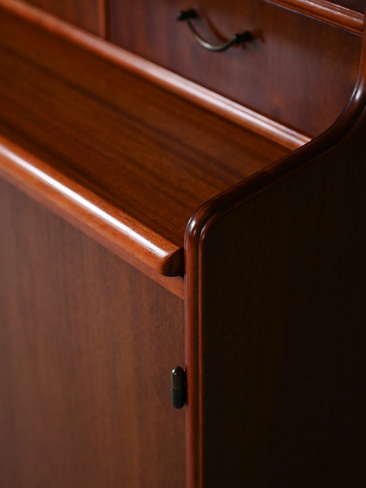 Mahogany bookcase with storage space and writing desk, 1960s 10