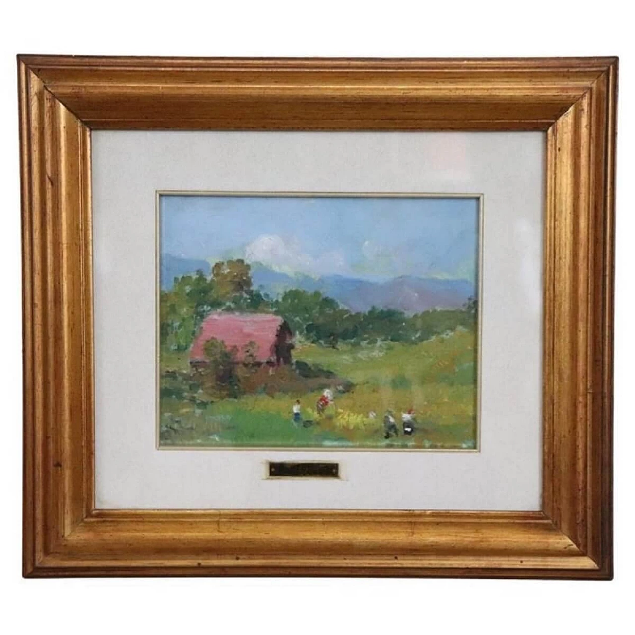 Amedeo Merello, paesaggio di campagna, dipinto a olio su tela, anni '60 1