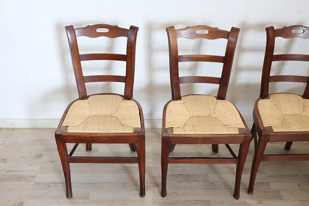 4 Chairs in solid cherry wood and straw, 19th century 2