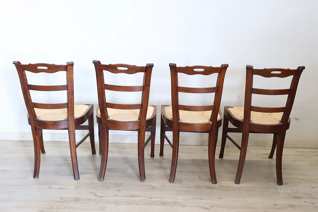 4 Chairs in solid cherry wood and straw, 19th century 5