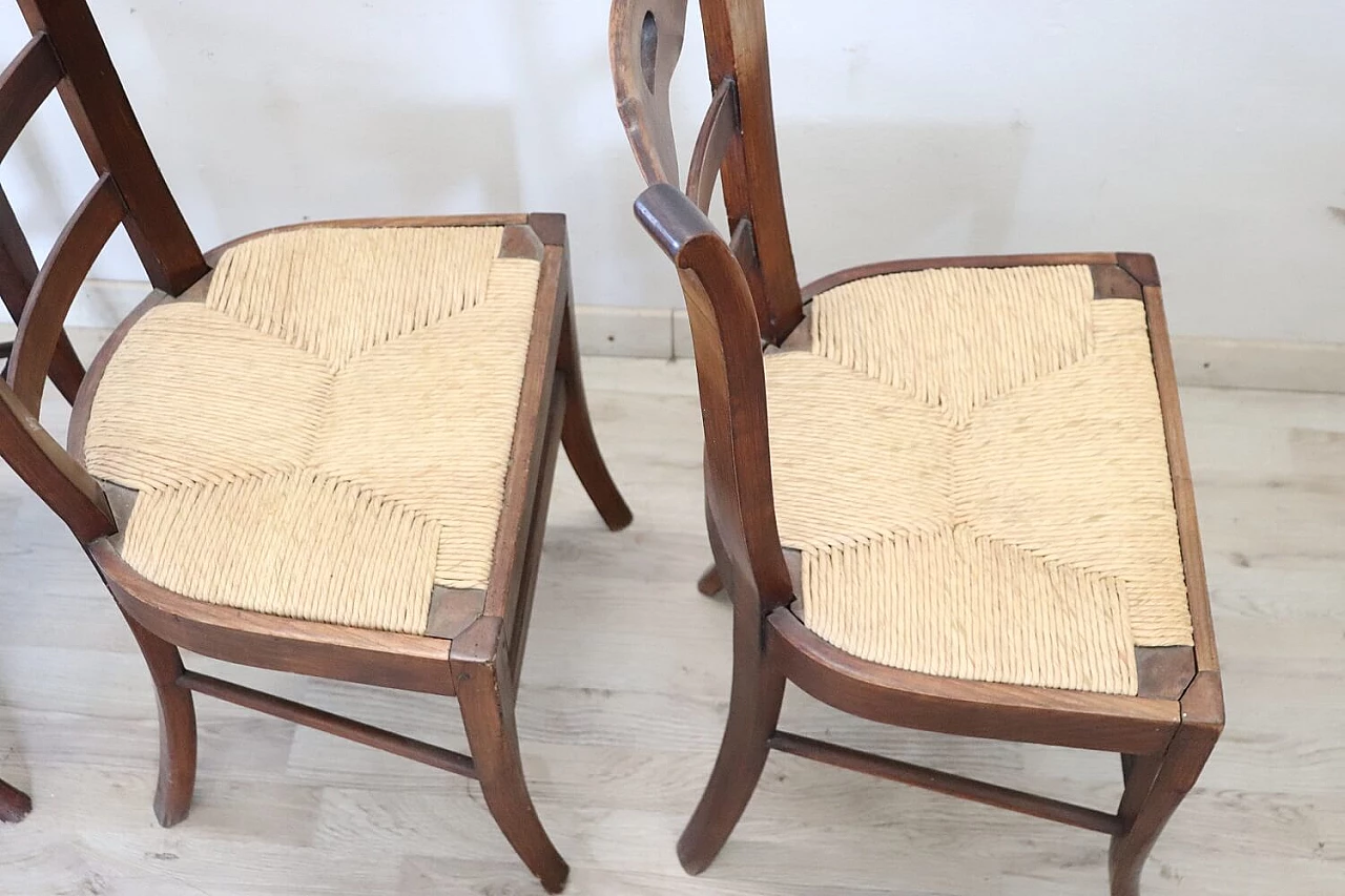 4 Chairs in solid cherry wood and straw, 19th century 7