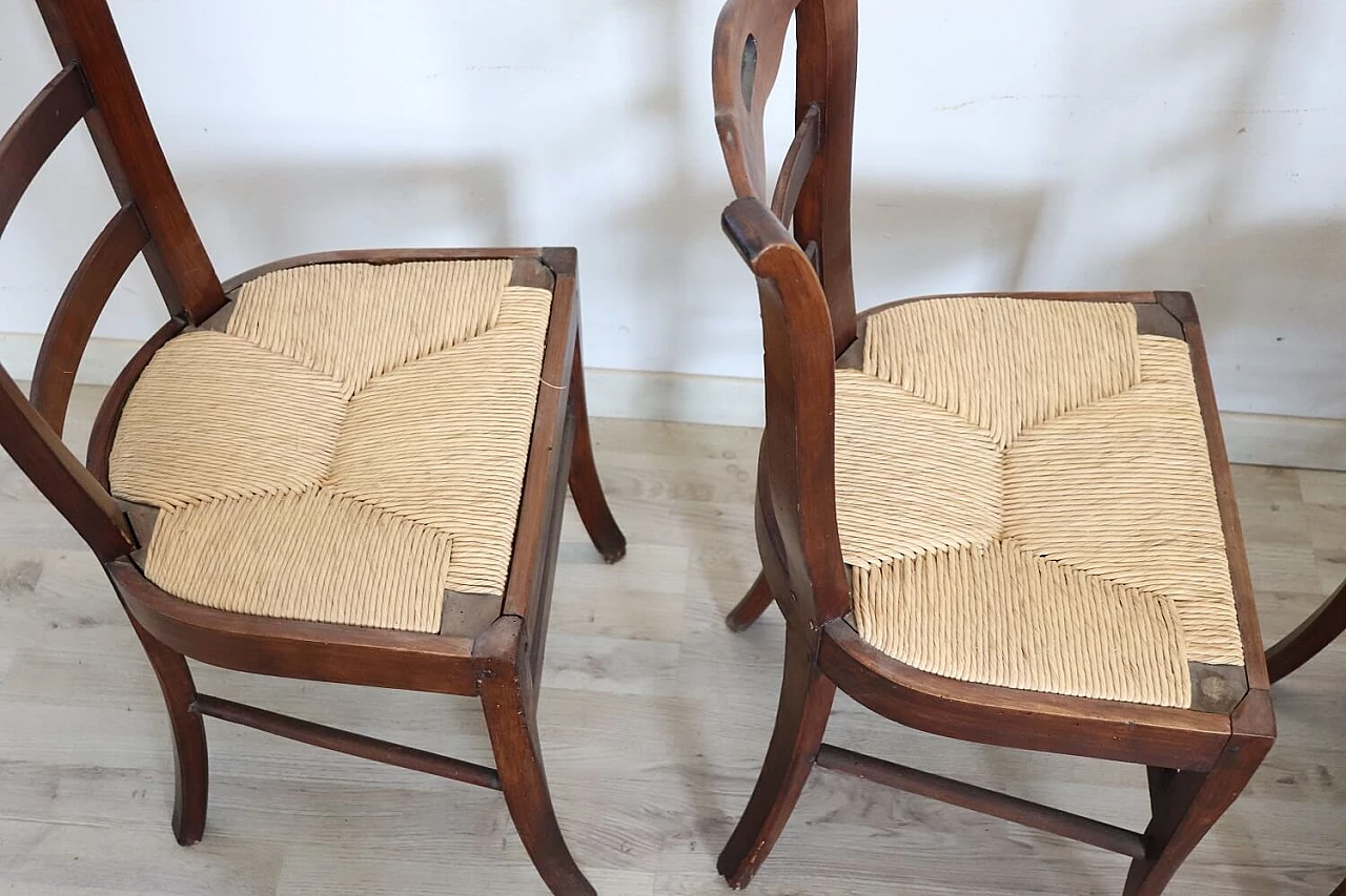 4 Chairs in solid cherry wood and straw, 19th century 8