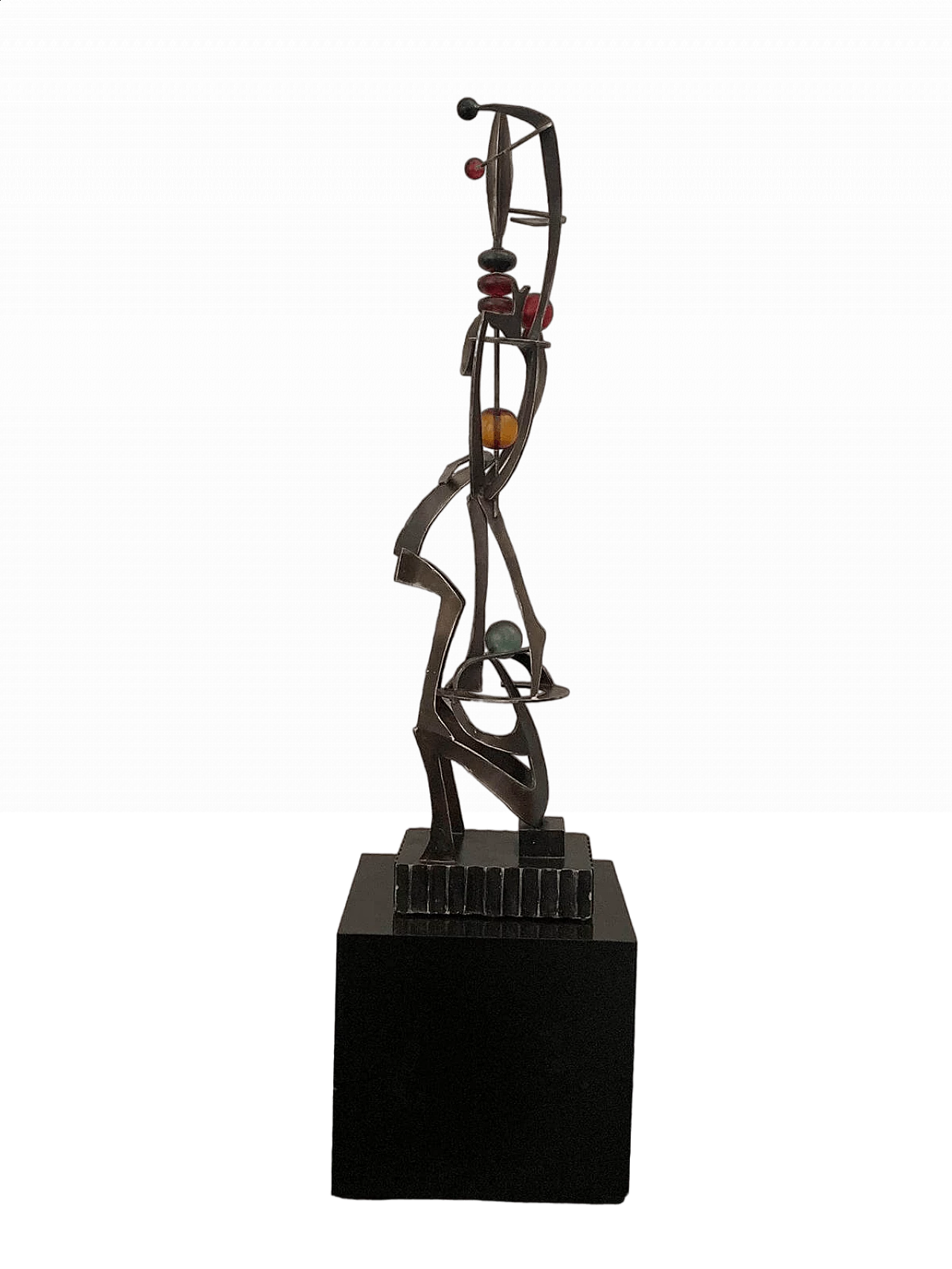 Futuristic juggler sculpture made of wrought iron and coloured resin, 1960s 12