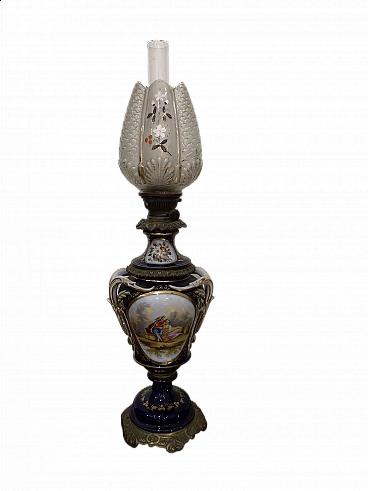 Sèvres porcelain oil lamp, mid-19th century