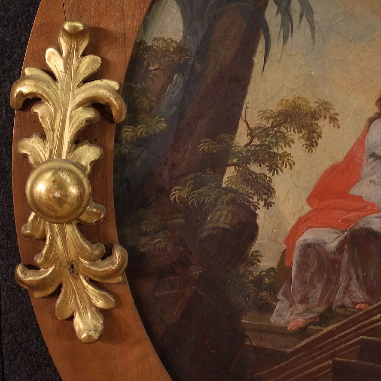 Christ and the Samaritan Woman at the Well, round painting, early 19th century 7