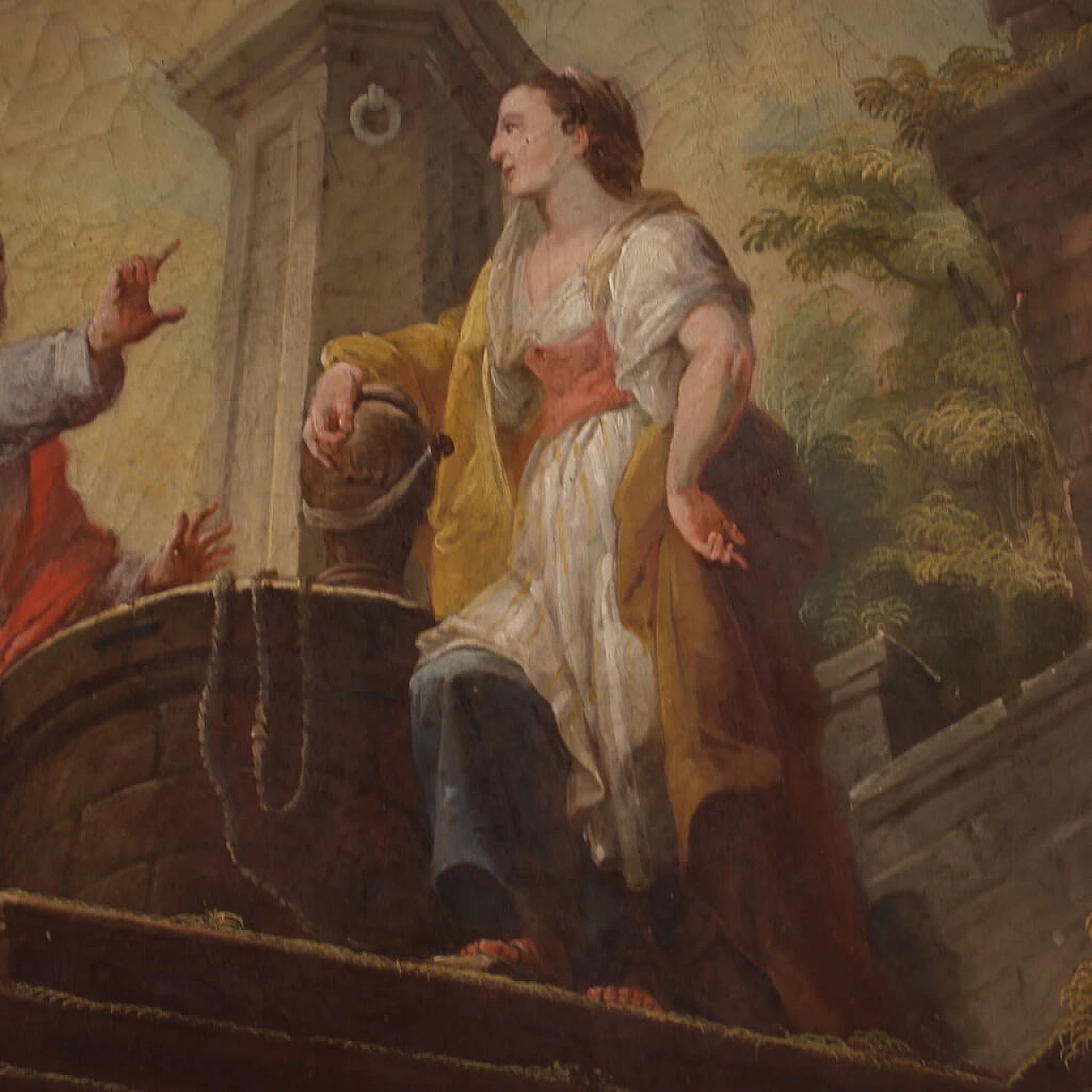 Christ and the Samaritan Woman at the Well, round painting, early 19th century 8