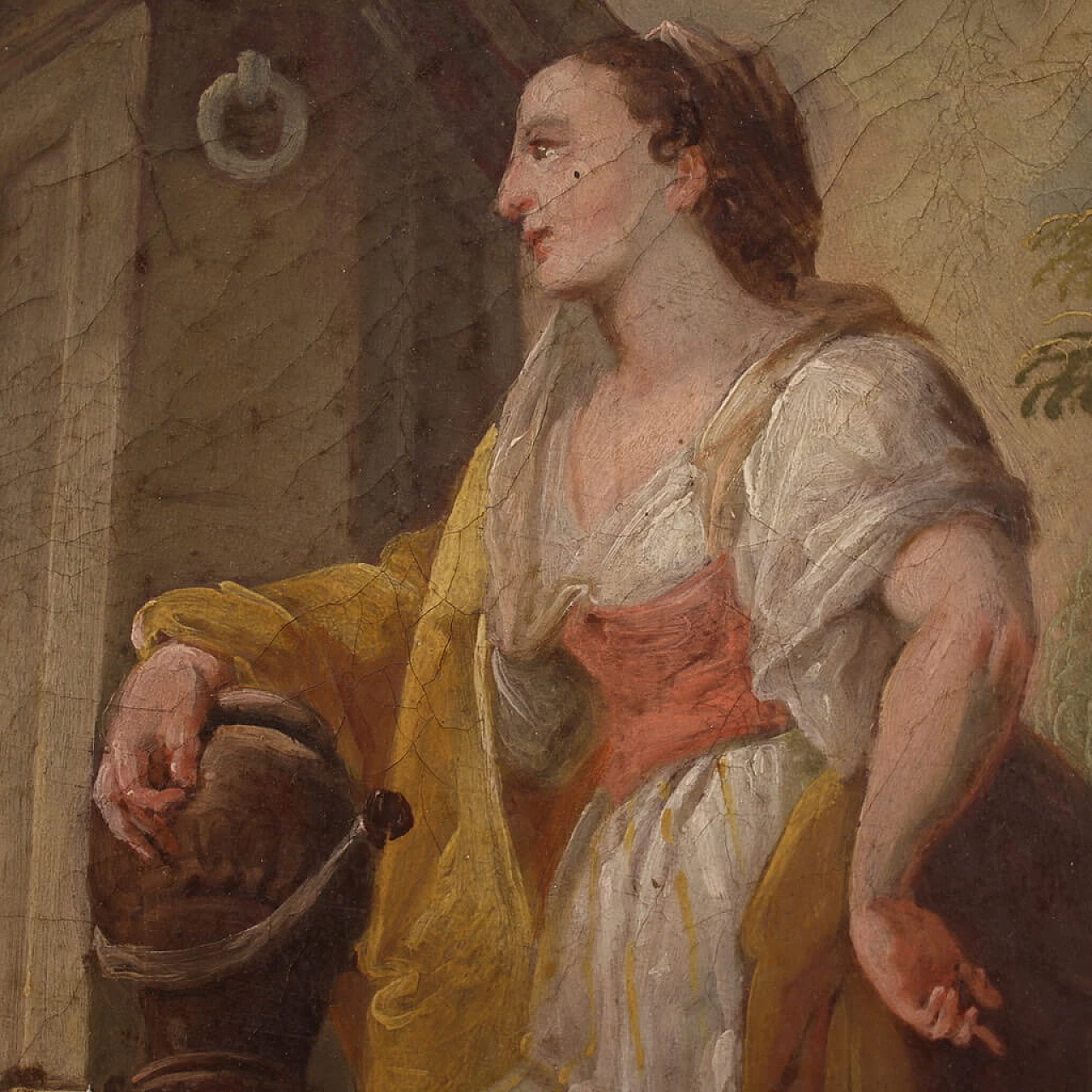 Christ and the Samaritan Woman at the Well, round painting, early 19th century 9