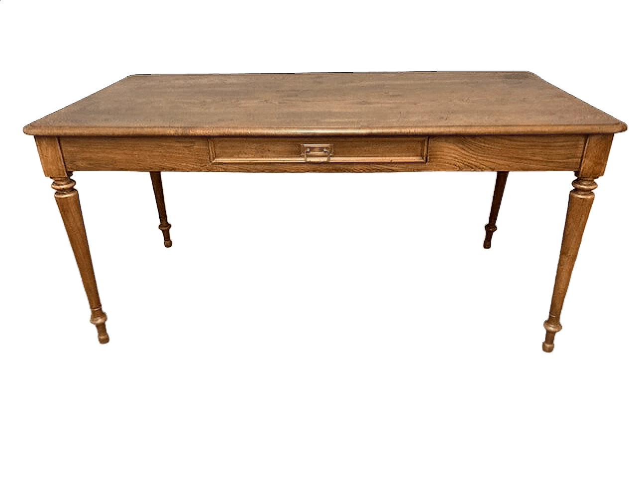Louis Philippe solid oak table with drawer, 19th century 14