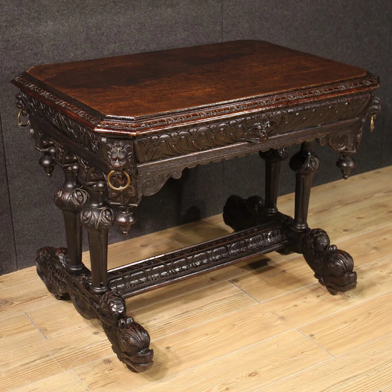 Renaissance-style wooden desk, early 20th century 1