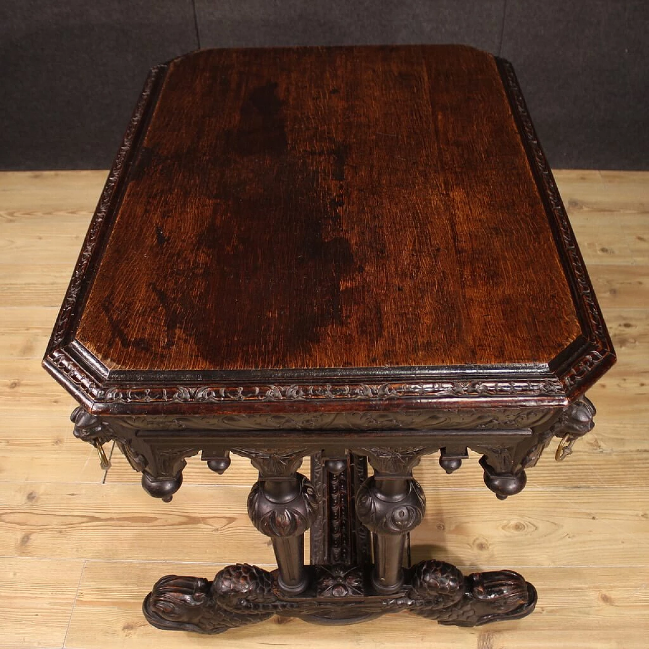 Renaissance-style wooden desk, early 20th century 6
