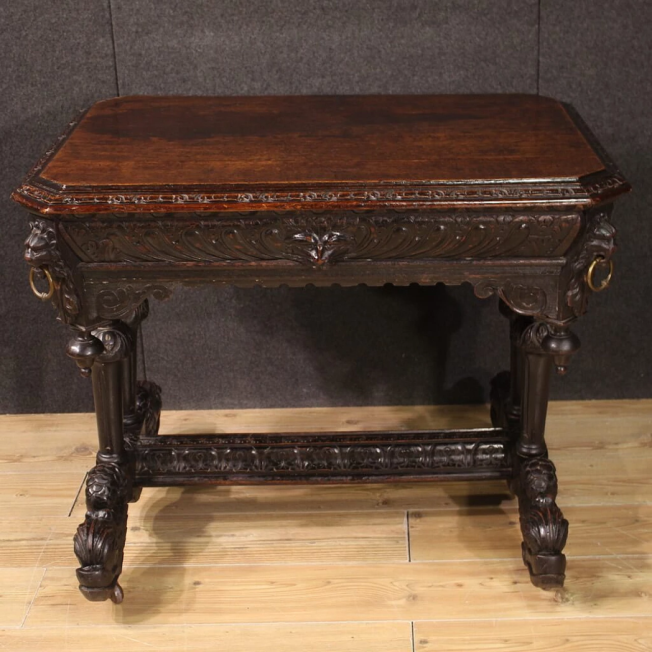 Renaissance-style wooden desk, early 20th century 7