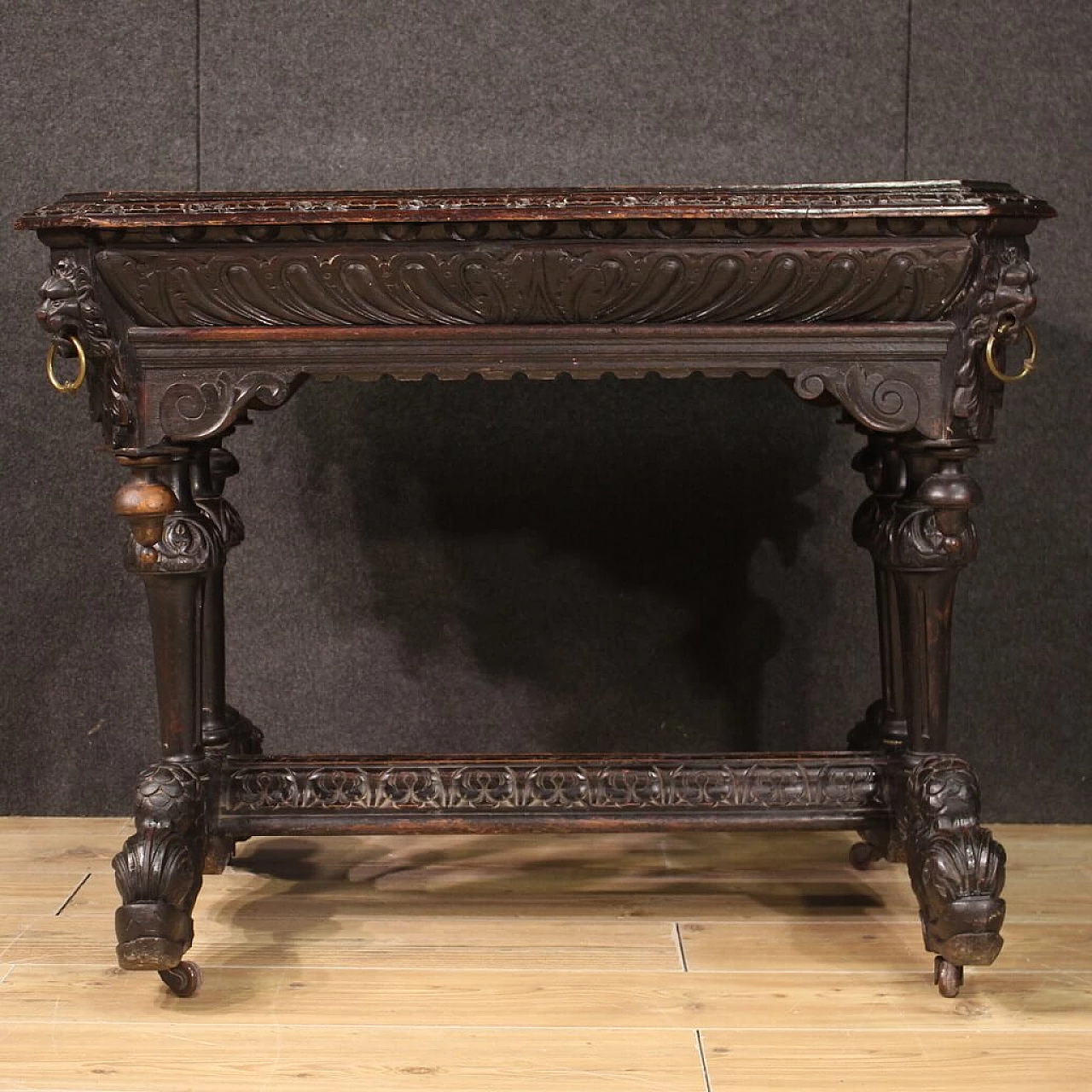 Renaissance-style wooden desk, early 20th century 9
