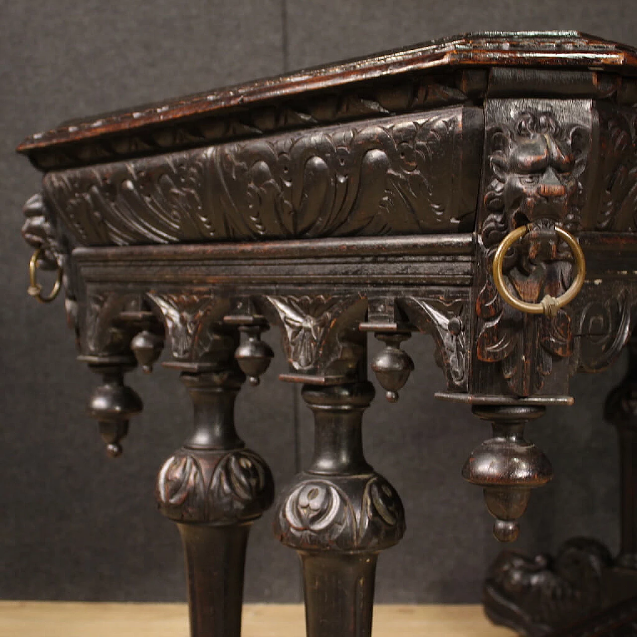 Renaissance-style wooden desk, early 20th century 11