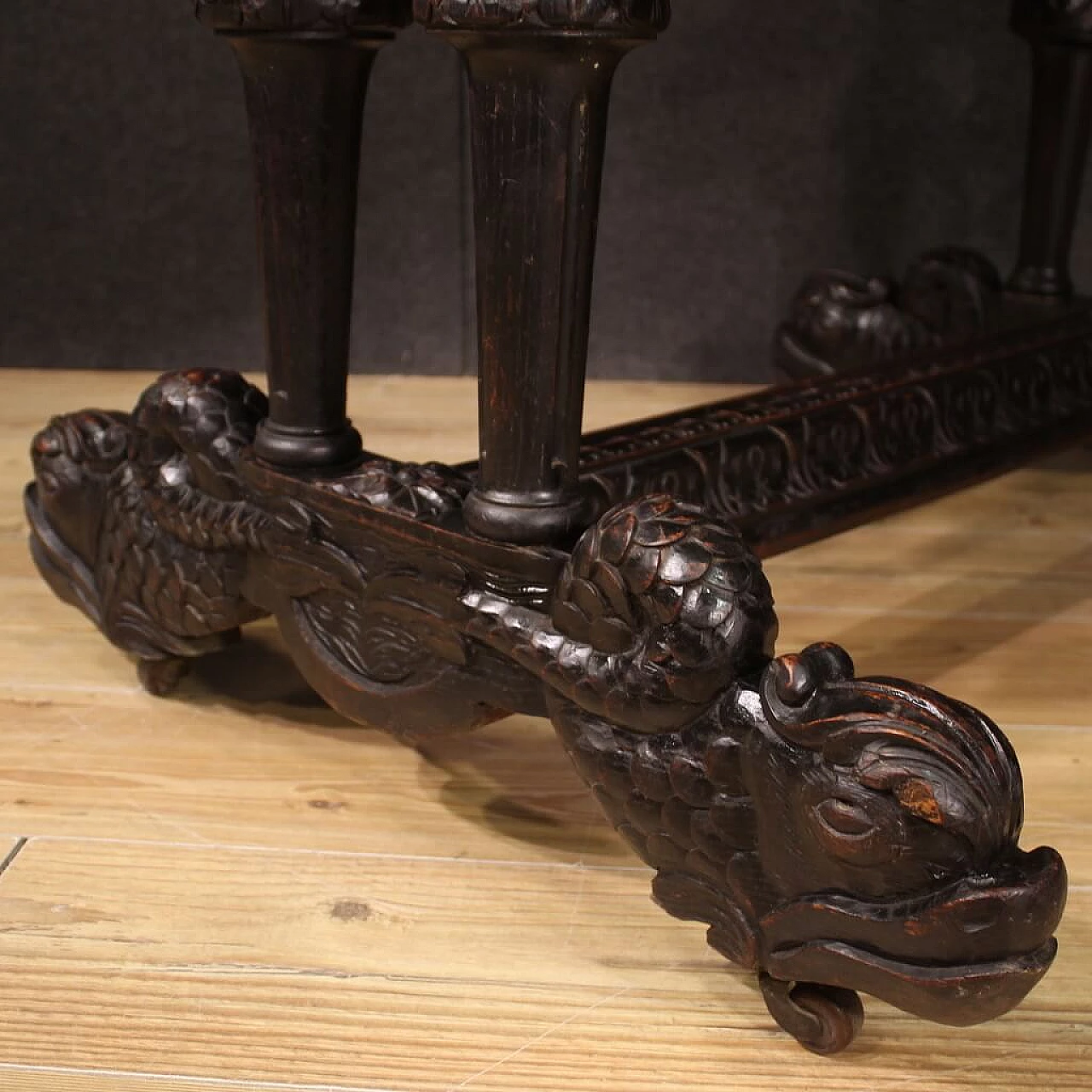 Renaissance-style wooden desk, early 20th century 12