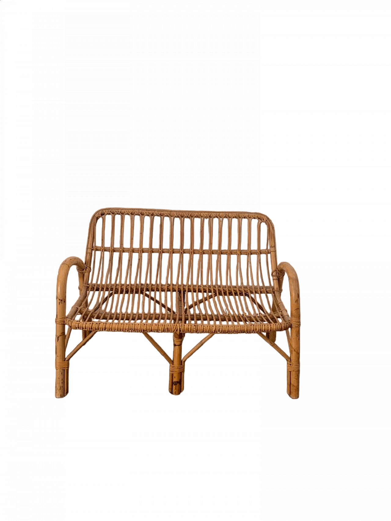 Divanetto a due sedute in bambù, anni '70 6