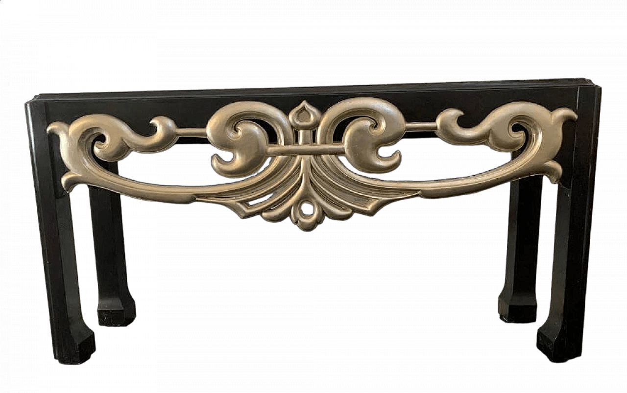 Silver and black lacquered wood console, 1980s 13