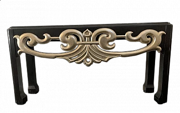 Silver and black lacquered wood console, 1980s