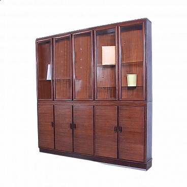 Wooden bookcase with display case, 1940s
