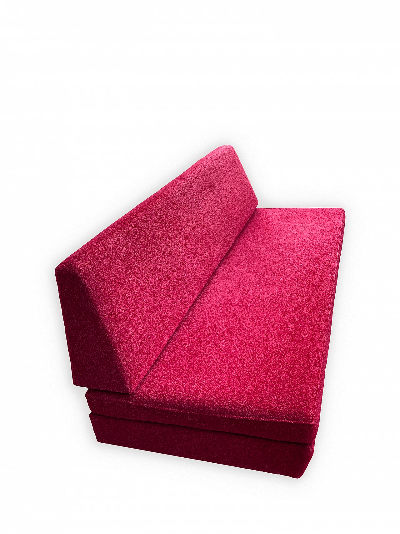 Divano letto in metallo e tessuto rosso, anni '50 4