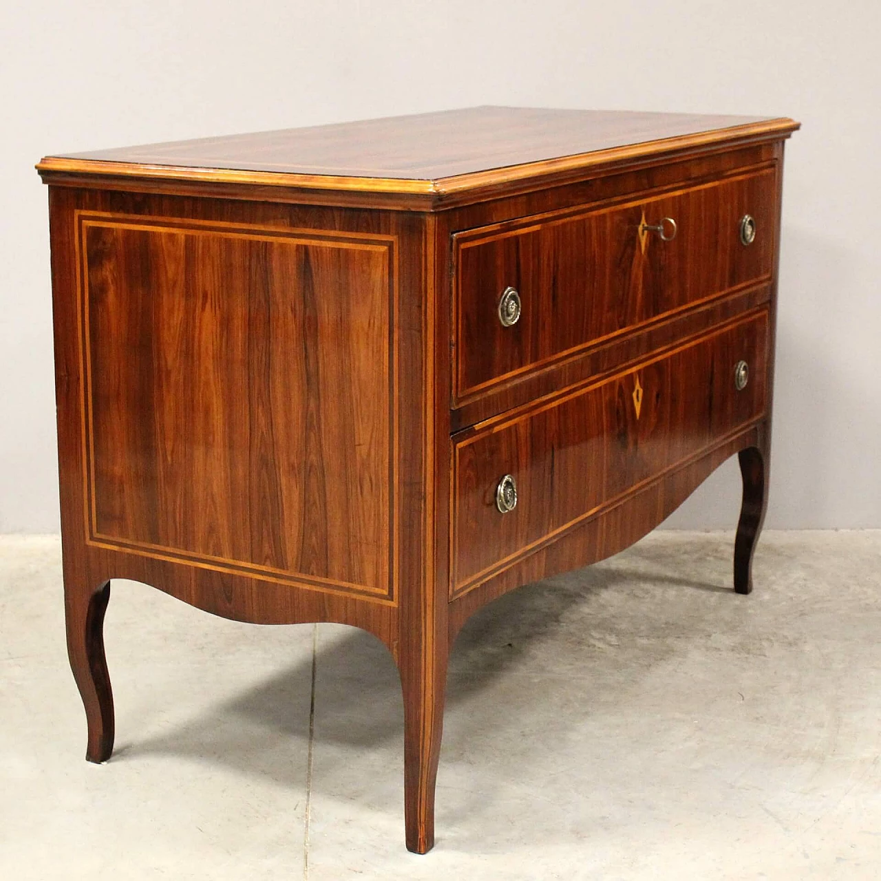 Antique Louis XV chest of drawers in inlaid rosewood, 18th century 2