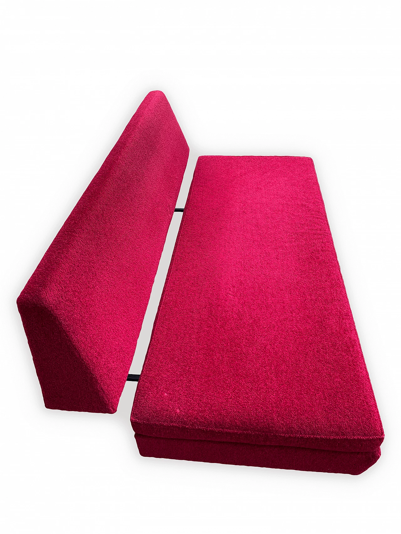 Divano letto in metallo e tessuto rosso, anni '50 13