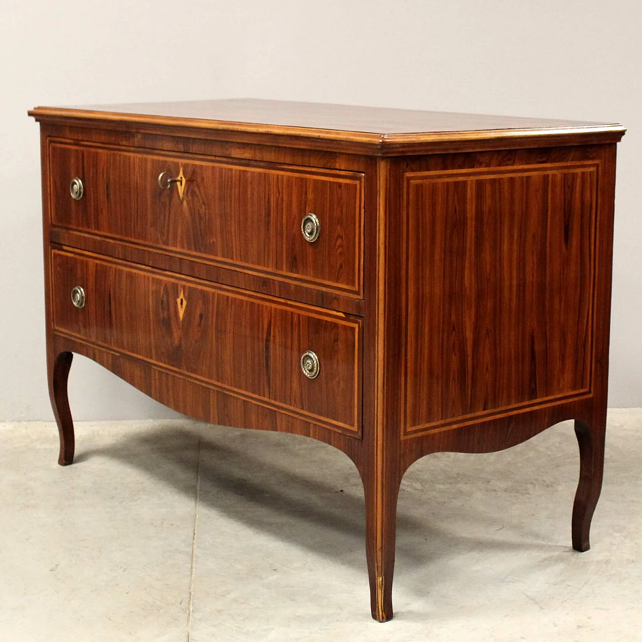 Antique Louis XV chest of drawers in inlaid rosewood, 18th century 7