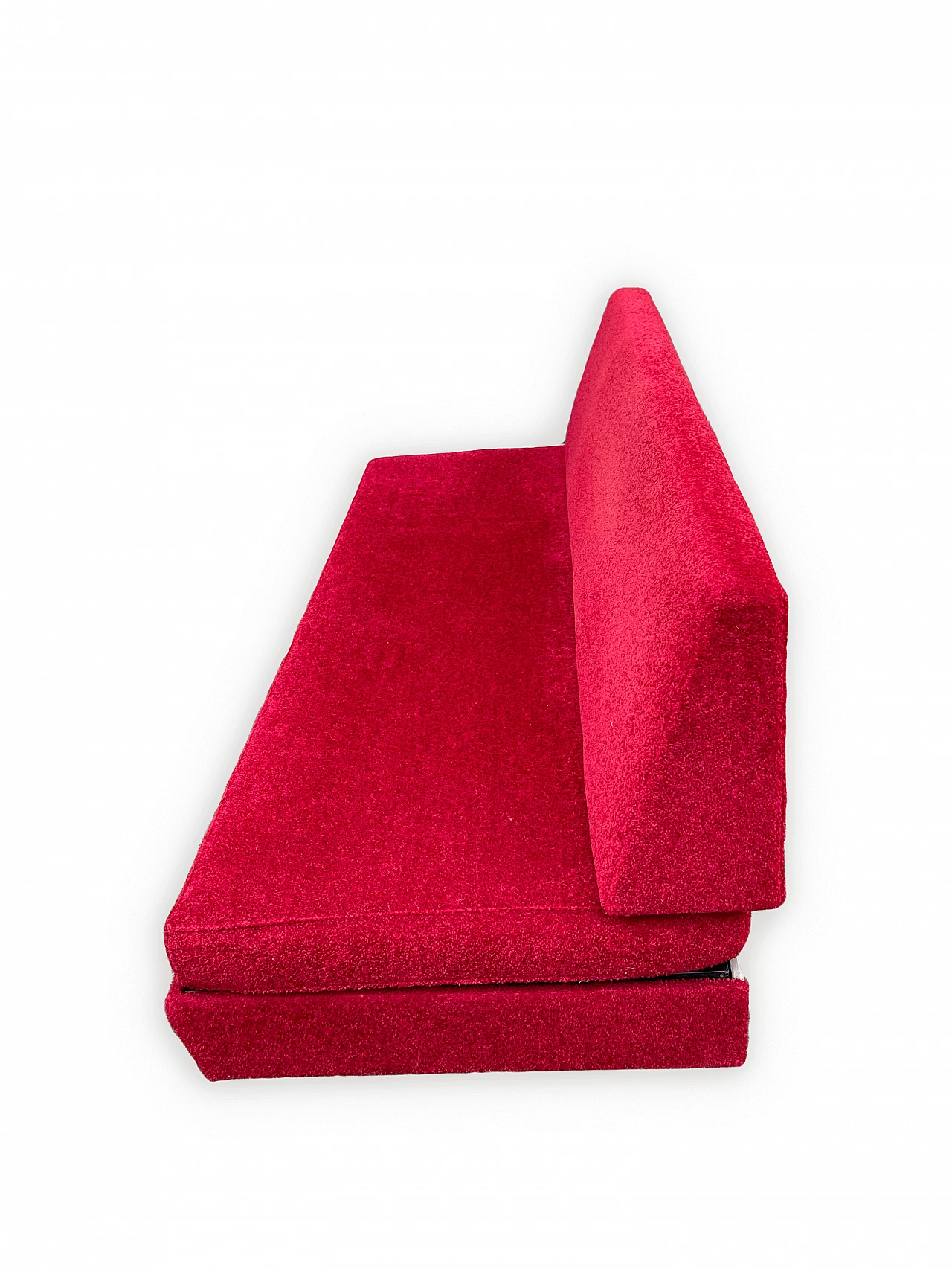 Divano letto in metallo e tessuto rosso, anni '50 17