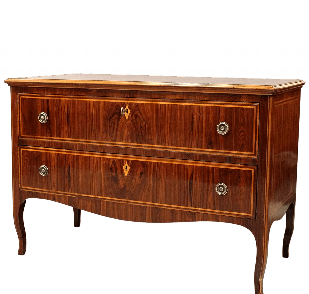 Antique Louis XV chest of drawers in inlaid rosewood, 18th century 11
