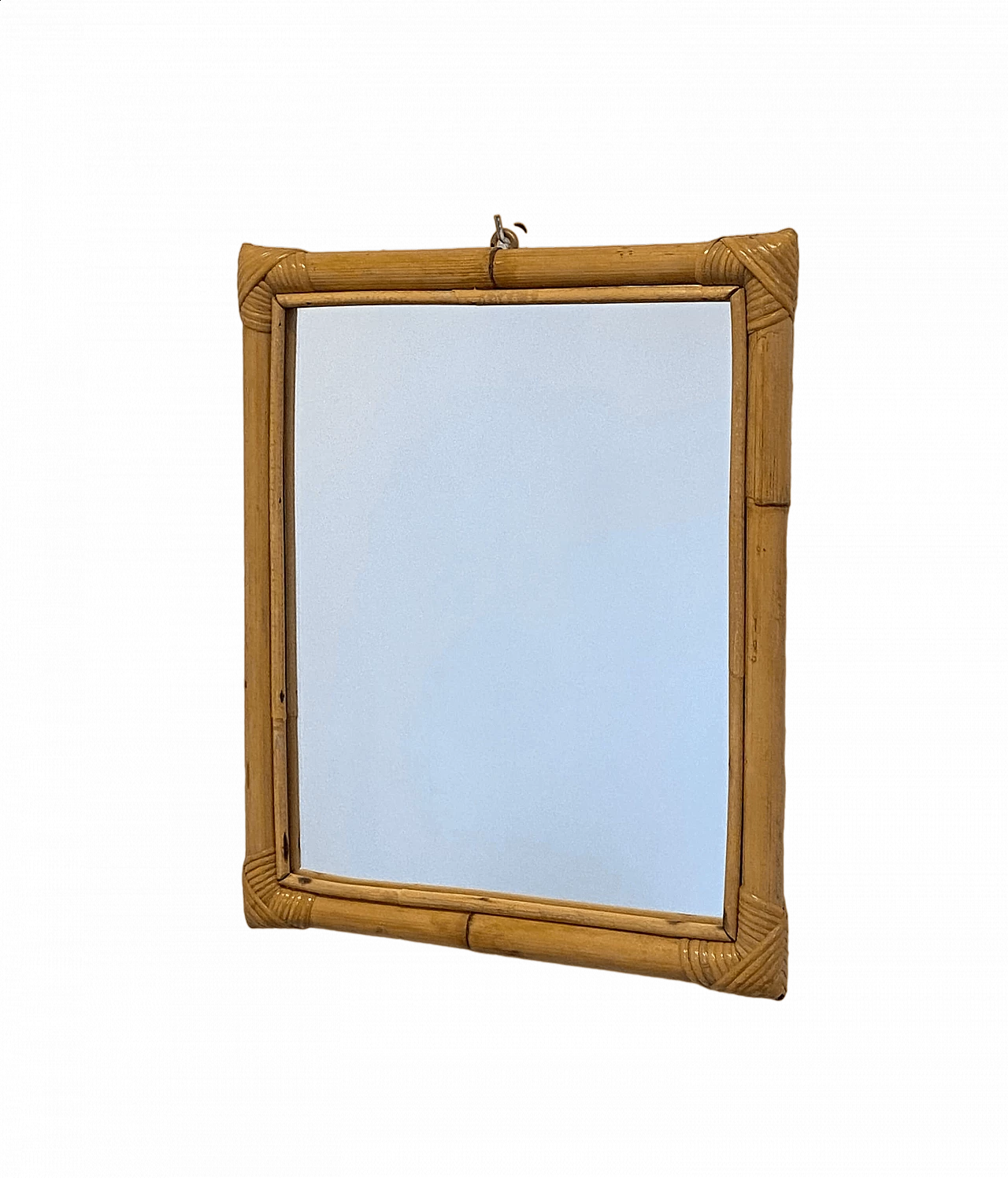 Specchio rettangolare in bambù, anni '70 5