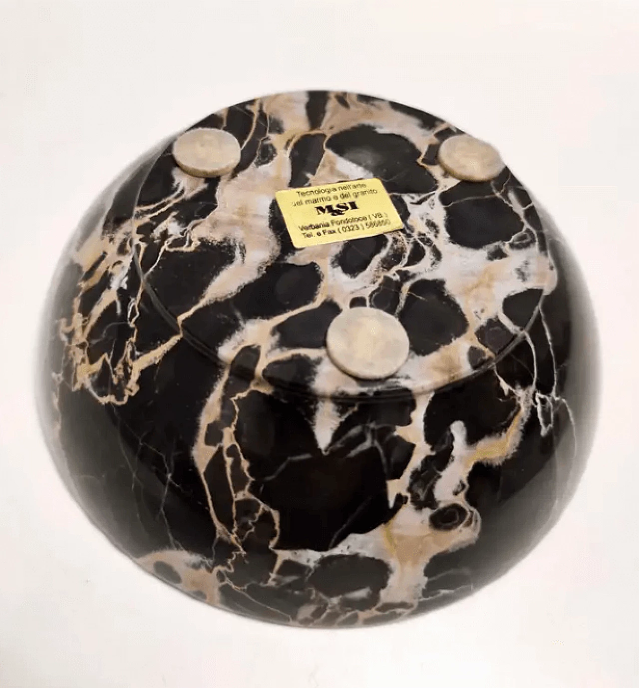 Portoro marble round ashtray, 1980s 6