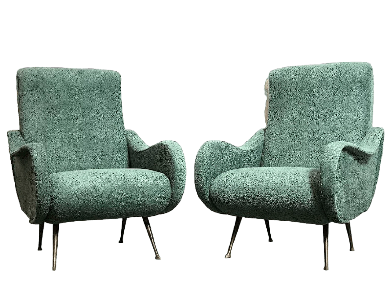 Pair of fabric Lady armchairs, 1950s 12