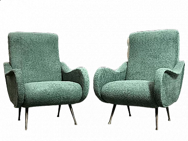 Pair of fabric Lady armchairs, 1950s