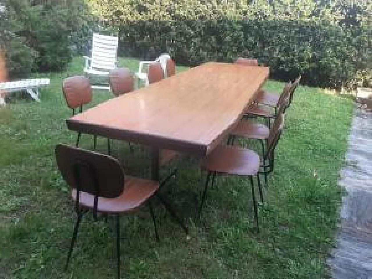 Company table with wood and metal chairs, 1960s 2