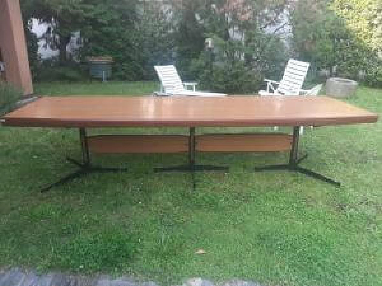 Company table with wood and metal chairs, 1960s 4