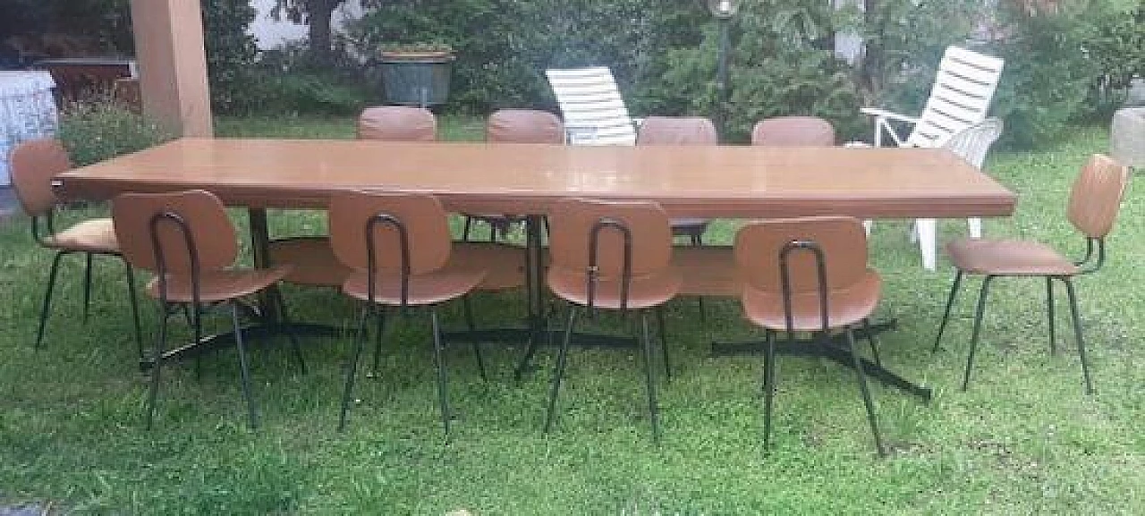 Company table with wood and metal chairs, 1960s 6