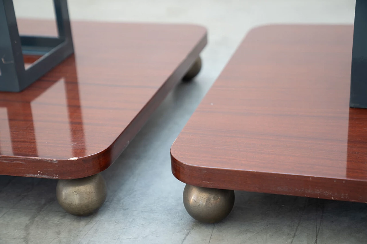 4 Floor coat racks in cherry wood, brass and iron, 1970s 12