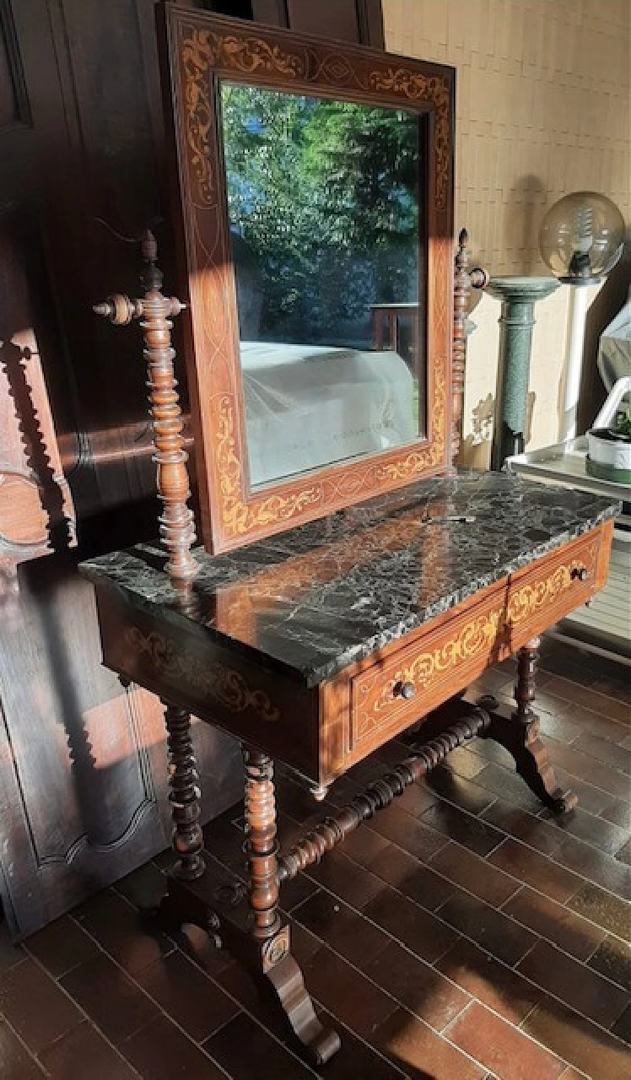 Wooden dressing table with inlay, 19th century 5