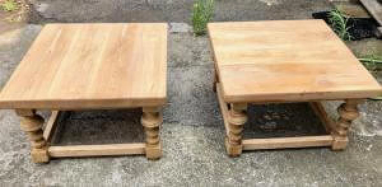 Pair of bleached oak coffee tables, 1960s 4