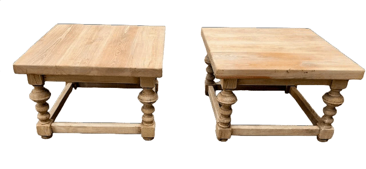 Pair of bleached oak coffee tables, 1960s 6