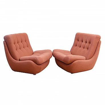 Pair of brown fabric armchairs by Jitona, 1970s