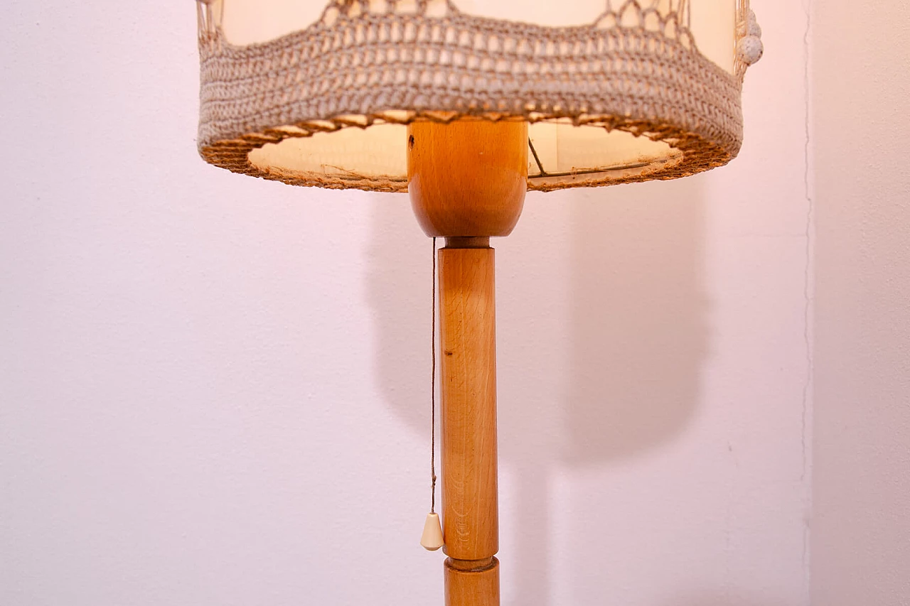 Beech floor lamp with fabric shade in Scandinavian style, 1970s 5