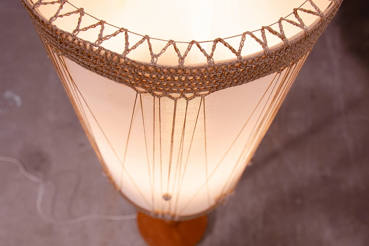 Beech floor lamp with fabric shade in Scandinavian style, 1970s 9