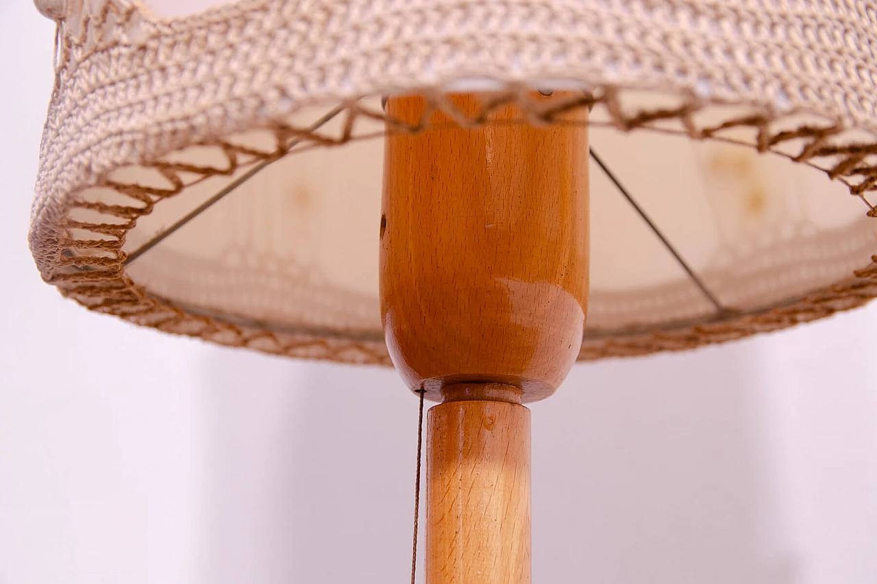 Beech floor lamp with fabric shade in Scandinavian style, 1970s 10