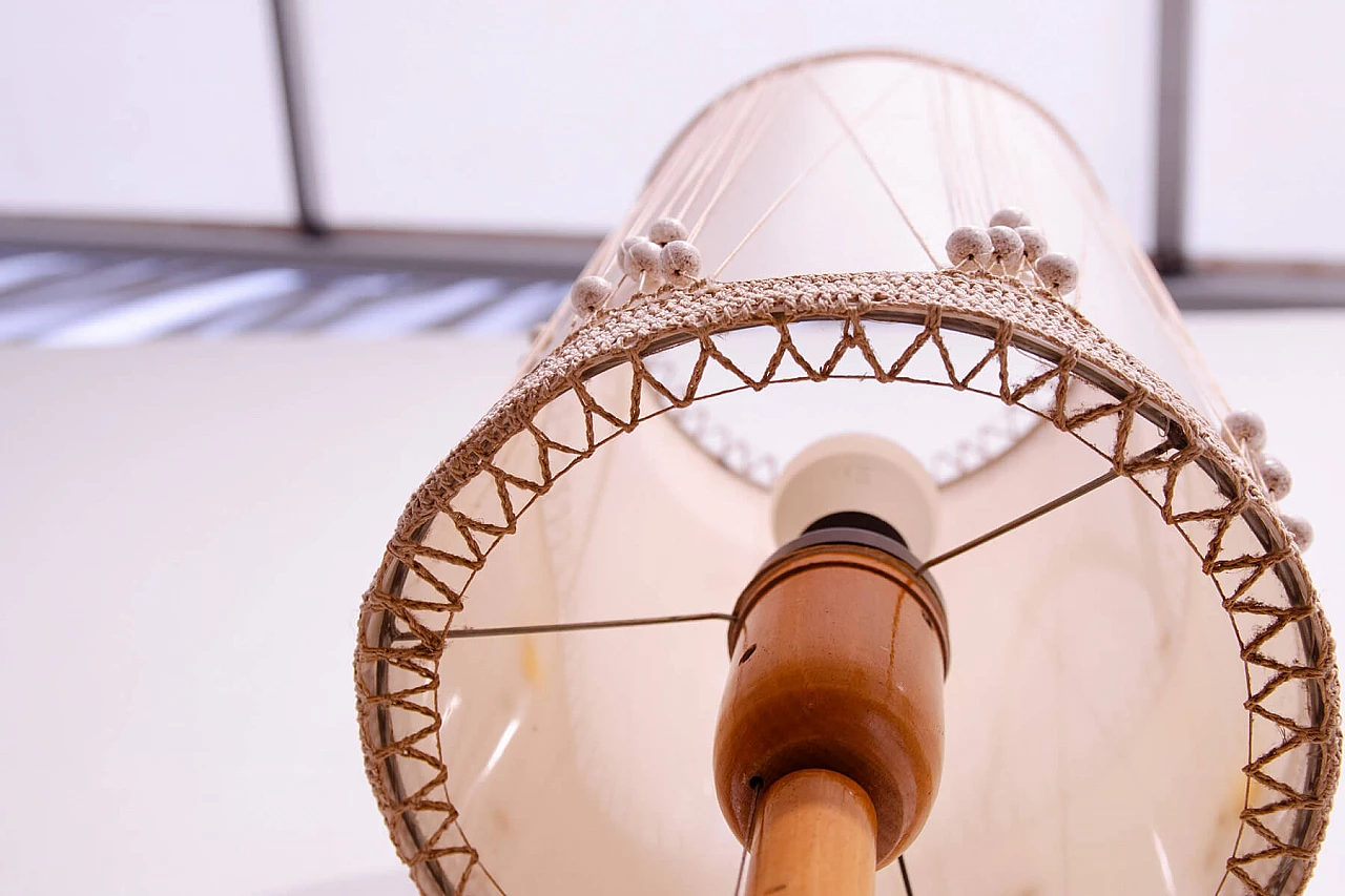 Beech floor lamp with fabric shade in Scandinavian style, 1970s 11