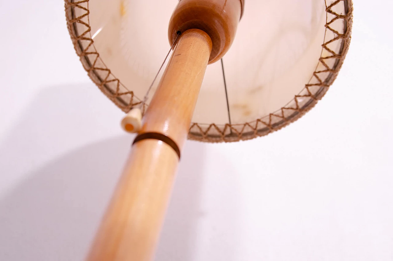 Beech floor lamp with fabric shade in Scandinavian style, 1970s 12