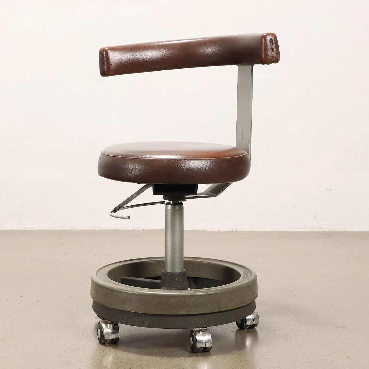Vintage dentist's stool in metal and leatherette, 1980s 3