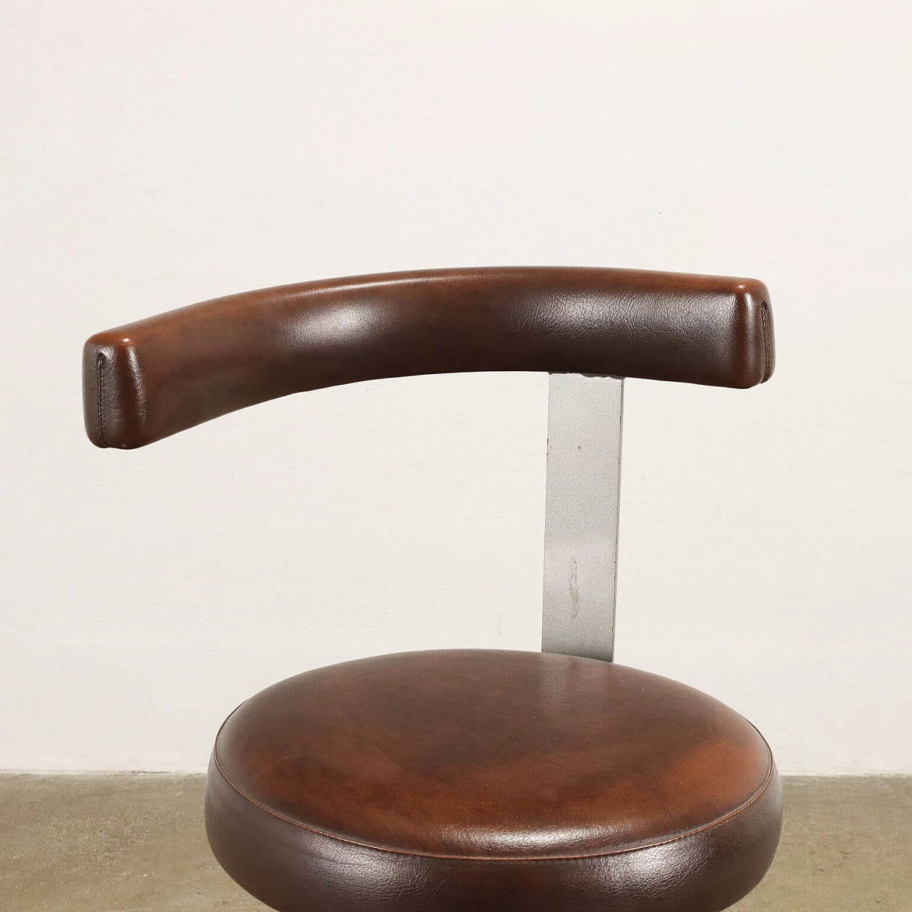 Vintage dentist's stool in metal and leatherette, 1980s 4
