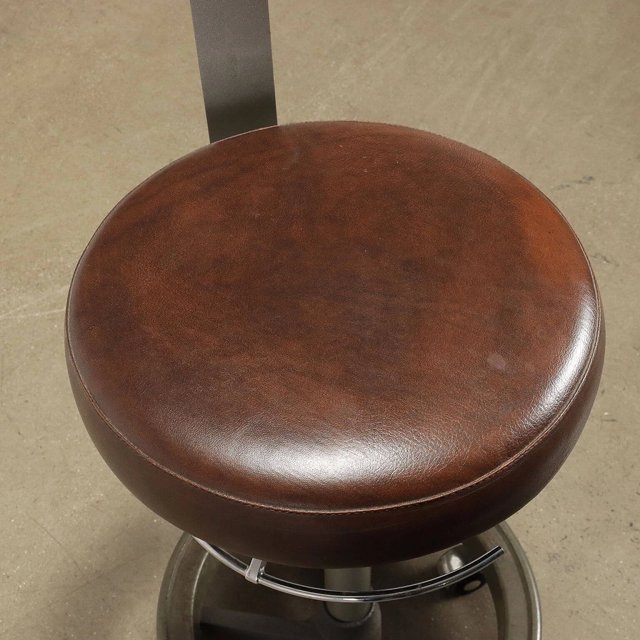 Vintage dentist's stool in metal and leatherette, 1980s 6